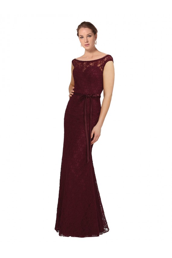 Soft Chiffon Bateau Neck Long Cap Sleeves Bridesmaid Dress Southampton