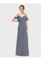 V-Back Soft Chiffon Off the Shoulder Long Flutter Sleeves Bridesmaid Dress Southampton