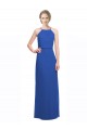 Low Back Blue Soft Chiffon Spaghetti Straps Long Sleeveless Bridesmaid Dress Southampton