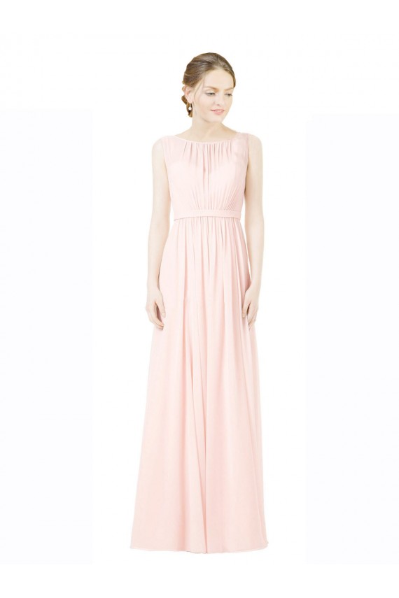 V-Back Soft Chiffon Sweetheart Long Sleeveless Bridesmaid Dress Southampton