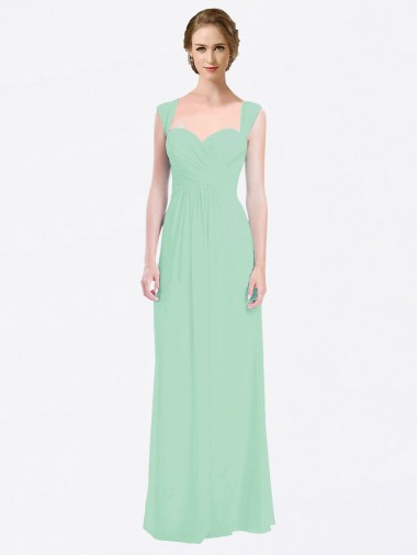 V-Back Soft Chiffon Sweetheart Long Cap Sleeves Bridesmaid Dress Southampton