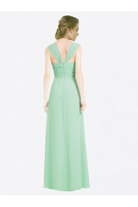 V-Back Soft Chiffon Sweetheart Long Cap Sleeves Bridesmaid Dress Southampton
