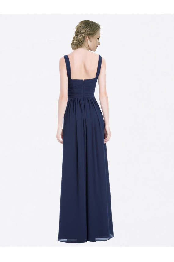 Low Back Soft Chiffon V-Neck Long Sleeveless Evening Gowns / Bridesmaid Dress Southampton