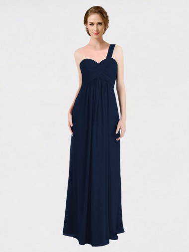 Low Back Soft Chiffon One Shoulder Long Sleeveless Bridesmaid Dress / Formal Dress Southampton