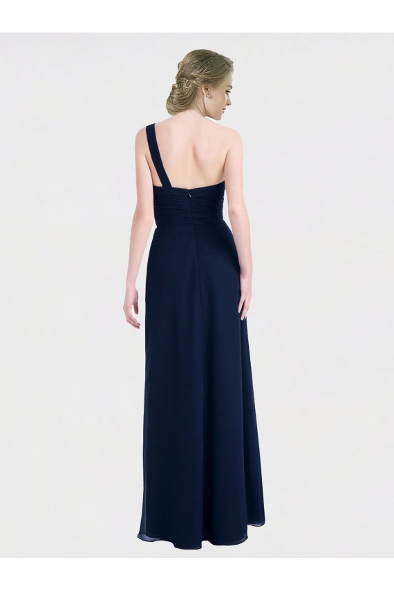 Low Back Soft Chiffon One Shoulder Long Sleeveless Bridesmaid Dress / Formal Dress Southampton