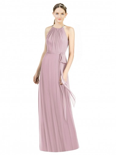 Primrose Soft Chiffon Halter Neck Long Sleeveless Bridesmaid Dress Southampton