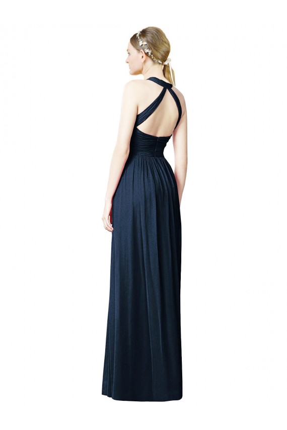 Keyhole Back Chiffon Halter Neck Long Sleeveless Bridesmaid Dresses Southampton