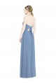 Low Back Dusty Blue Chiffon Halter Neck Long Floor Length Sleeveless Bridesmaid Dress Southampton