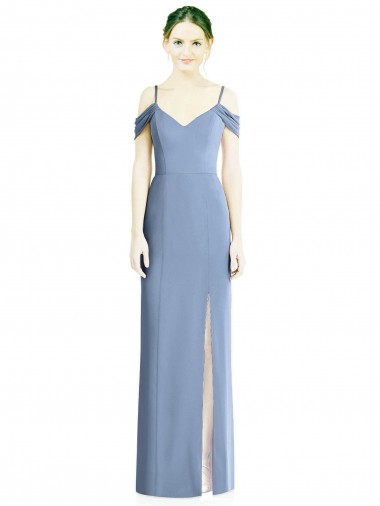 Open Back Soft Chiffon Off the Shoulder Long Cold Shoulder Formal Evening Gown / Bridesmaid Dress Southampton