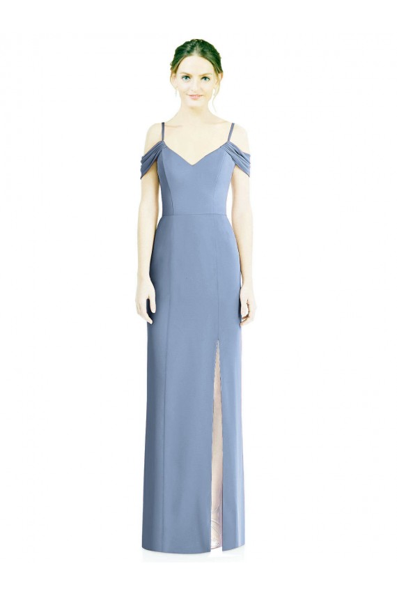 Open Back Soft Chiffon Off the Shoulder Long Cold Shoulder Formal Evening Gown / Bridesmaid Dress Southampton