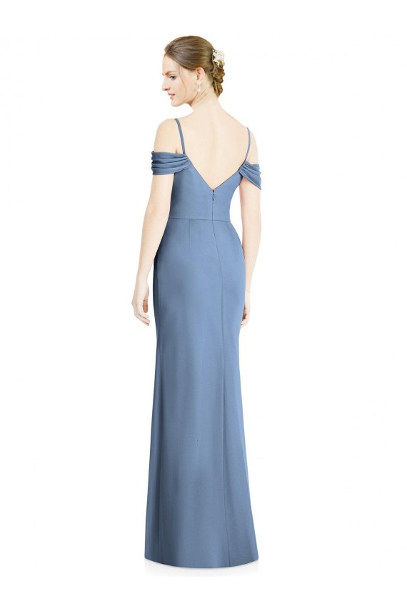 Open Back Soft Chiffon Off the Shoulder Long Cold Shoulder Formal Evening Gown / Bridesmaid Dress Southampton