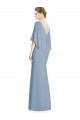 Dusty Blue Soft Chiffon V-Neck Long Sleeveless Bridesmaid Dress Southampton