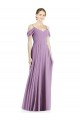 Low Back Dark Lavender Soft Chiffon Off the Shoulder Long Sleeveless Semi Formal Evening Dress / Bridesmaid Dress Southampton