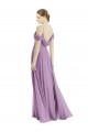Low Back Dark Lavender Soft Chiffon Off the Shoulder Long Sleeveless Semi Formal Evening Dress / Bridesmaid Dress Southampton