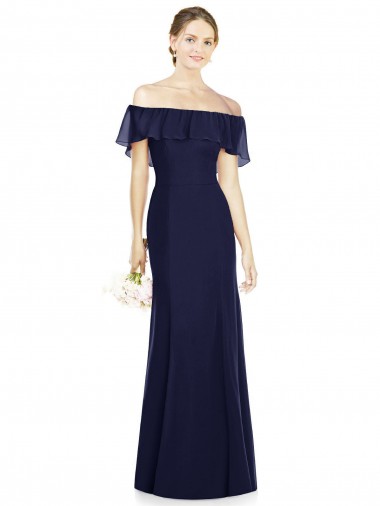 Trumpet Soft Chiffon Off the Shoulder Long Sleeveless Bridesmaid Dress Southampton
