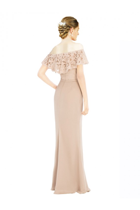 Soft Chiffon & Lace Off the Shoulder Long Sleeveless Prom Dress / Bridesmaid Dress Southampton
