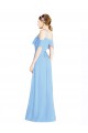 Low Back Soft Chiffon Halter Neck Long Cold Shoulder Formal Dress / Bridesmaid Dress Southampton