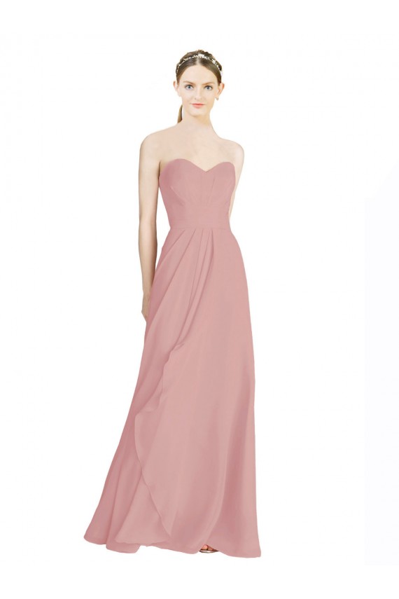 Low Back Soft Chiffon Sweetheart Long Sleeveless Bridesmaid Dress / Formal Dress Southampton