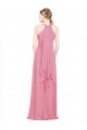 Skin Pink Chiffon Halter Neck Long Sleeveless Bridesmaid Dress / Evening Dress Southampton