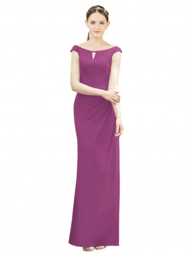 Wild Berry Soft Chiffon Boat Neck Long Sleeveless Bridesmaid Dress Southampton