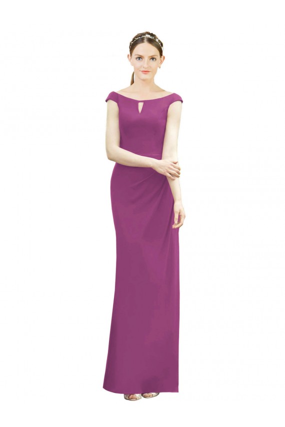 Wild Berry Soft Chiffon Boat Neck Long Sleeveless Bridesmaid Dress Southampton