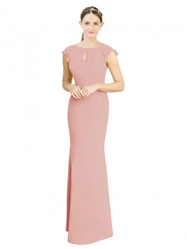 Soft Chiffon Boat Neck Long Cap Sleeves Formal Dress / Bridesmaid Dress Southampton