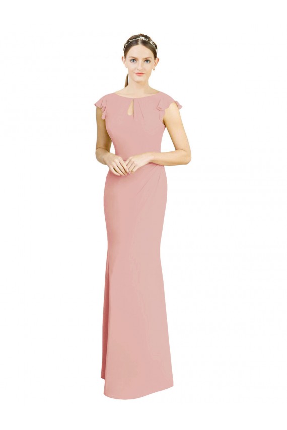 Soft Chiffon Boat Neck Long Cap Sleeves Formal Dress / Bridesmaid Dress Southampton