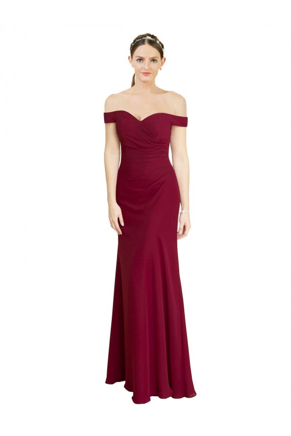 Soft Chiffon Off the Shoulder Long Sleeveless Black Tie Prom Dress / Bridesmaid Dress Southampton