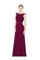 Low Back Burgundy Soft Chiffon Boat Neck Long Sleeveless Bridesmaid Dress Southampton