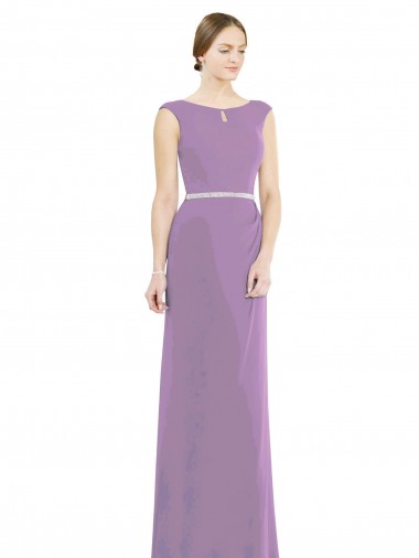 Low Back Soft Chiffon Boat Neck Long Sleeveless Formal Dress / Bridesmaid Dress Southampton