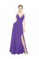 Purple Soft Chiffon Spaghetti Straps Long Sleeveless Bridesmaid Dress Southampton