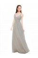 Open Back Silver Soft Chiffon Spaghetti Straps Long Sleeveless Bridesmaid Dress Southampton