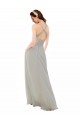 Open Back Silver Soft Chiffon Spaghetti Straps Long Sleeveless Bridesmaid Dress Southampton