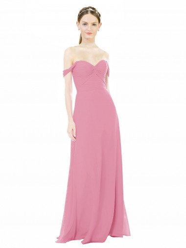 Soft Chiffon Off the Shoulder Long Cap Sleeves Formal Dress / Bridesmaid Dress Southampton