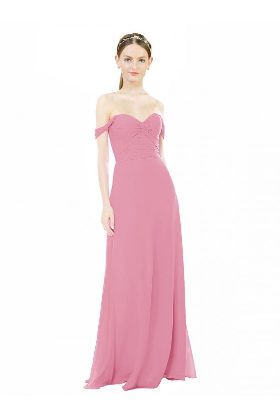 Soft Chiffon Off the Shoulder Long Cap Sleeves Formal Dress / Bridesmaid Dress Southampton