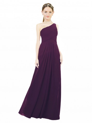 Grape Chiffon One Shoulder Long Sleeveless Bridal Party Dress / Evening Dress Southampton