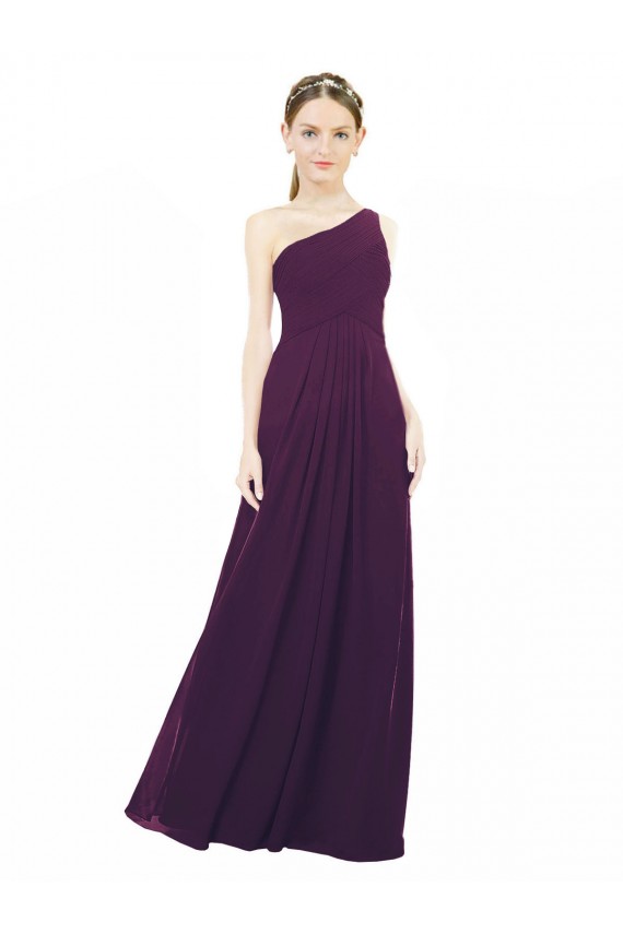Grape Chiffon One Shoulder Long Sleeveless Bridal Party Dress / Evening Dress Southampton