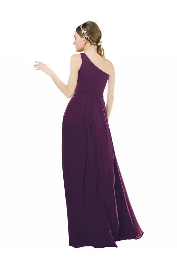 Grape Chiffon One Shoulder Long Sleeveless Bridal Party Dress / Evening Dress Southampton