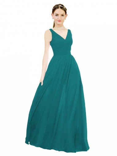 Hunter Chiffon V-Neck Long Sleeveless Bridesmaid Gowns Southampton