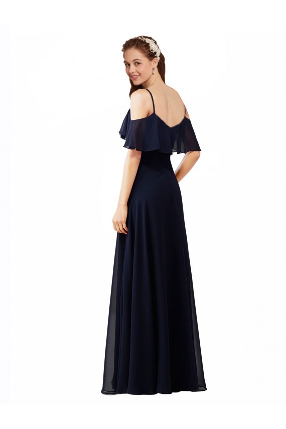 A-Line Soft Chiffon Off the Shoulder Long Sleeveless Bridesmaid Dress Southampton
