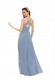 Keyhole Back Soft Chiffon & Lace Spaghetti Straps Long Sleeveless Bridesmaid Dress Southampton