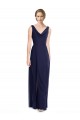 V-Back Dark Navy Soft Chiffon Cowl Neck Long Sleeveless Bridesmaid Dress Southampton