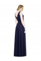 V-Back Dark Navy Soft Chiffon Cowl Neck Long Sleeveless Bridesmaid Dress Southampton