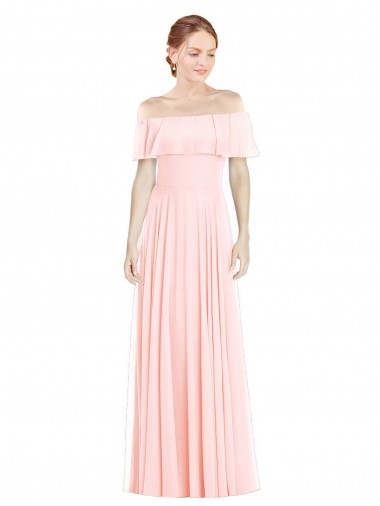 Soft Chiffon Off the Shoulder Long Sleeveless Formal Bridesmaid Dress Southampton
