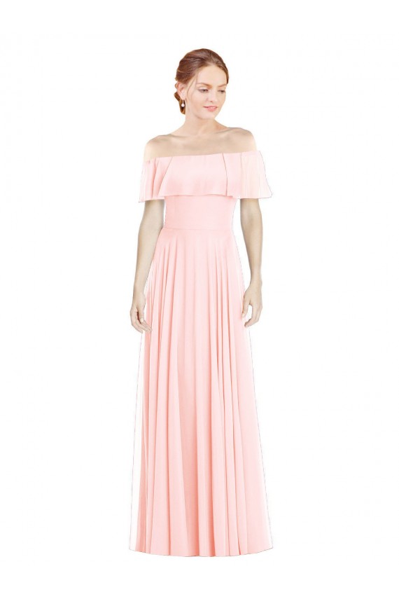 Soft Chiffon Off the Shoulder Long Sleeveless Formal Bridesmaid Dress Southampton