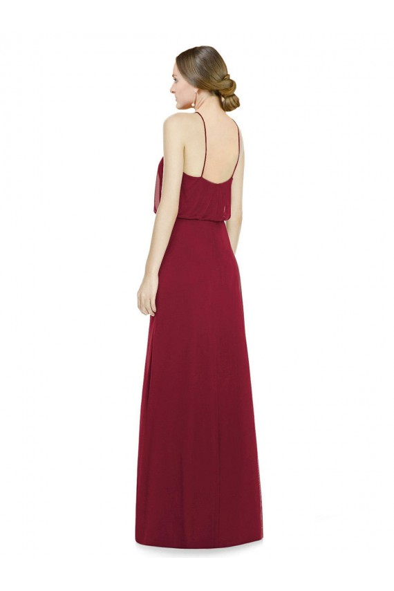 Open Back A-Line Soft Chiffon Halter Neck Long Sleeveless Bridesmaid Dress Southampton