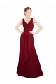 Burgundy Chiffon V-Neck Long Sleeveless Bridesmaid Dress / Evening Dress Southampton