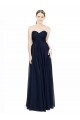Low Back Dark Navy Chiffon Sweetheart Long Sleeveless Bridesmaid Dress / Evening Dress Southampton
