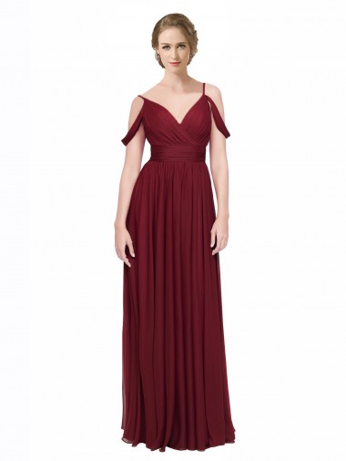 Low Back Chiffon Off the Shoulder Long Sleeveless Bridesmaid Dress / Evening Dress Southampton