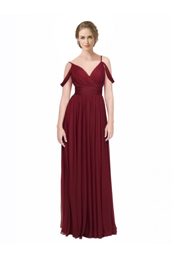 Low Back Chiffon Off the Shoulder Long Sleeveless Bridesmaid Dress / Evening Dress Southampton
